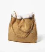 CHANEL / CHANEL 22 HANDBAG Shearling Suede Lambskin & Gold-Tone Metal Beige & White - Image 2