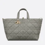 DIOR / LARGE DIOR TOUJOURS BAG Stone Gray Macrocannage Calfskin M2820OSHJ_M41G