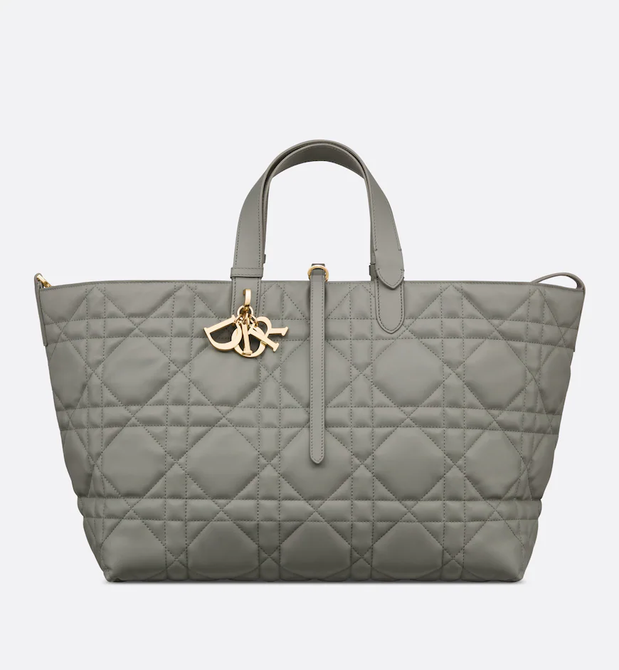 DIOR / LARGE DIOR TOUJOURS BAG Stone Gray Macrocannage Calfskin M2820OSHJ_M41G