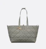 DIOR / LARGE DIOR TOUJOURS BAG Stone Gray Macrocannage Calfskin M2820OSHJ_M41G - Image 5