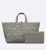 DIOR / LARGE DIOR TOUJOURS BAG Stone Gray Macrocannage Calfskin M2820OSHJ_M41G - Image 3