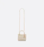 DIOR / MINI LADY DIOR BAG Latte Crinkle-Effect Lambskin with White Resin Half-Pearl Cannage Motif M0505OWFX_M941 - Image 4