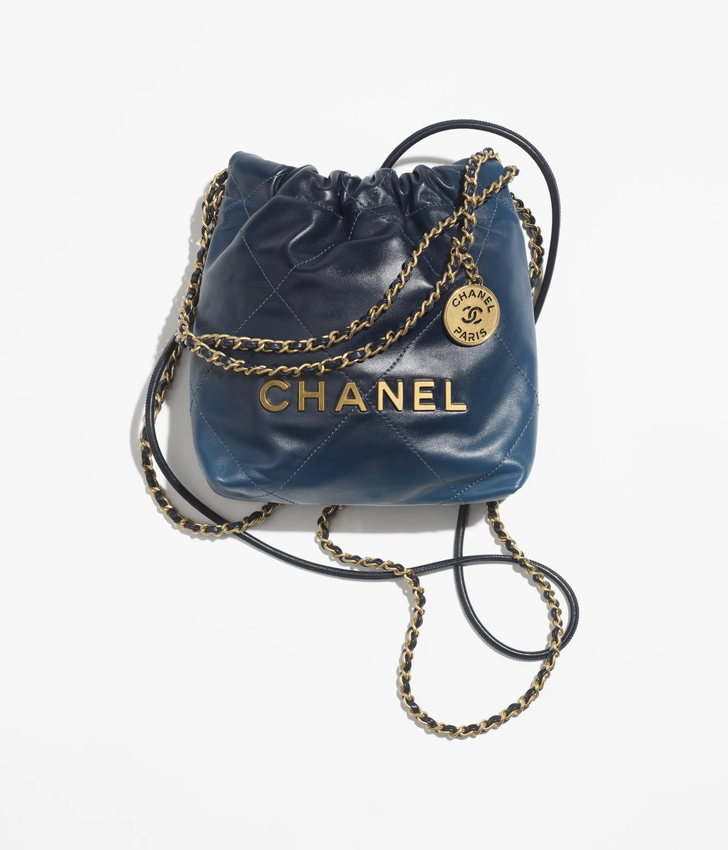 CHANEL / CHANEL 22 MINI HANDBAG Shaded Calfskin & Gold-Tone Metal Blue & Dark Blue Ref. AS3980 B10681 NN490