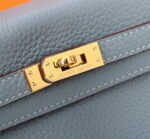 Hermès Kelly ???????????????? Calf Gold hardware Linen blue size: ????????????????/ ???????????????? - Image 7