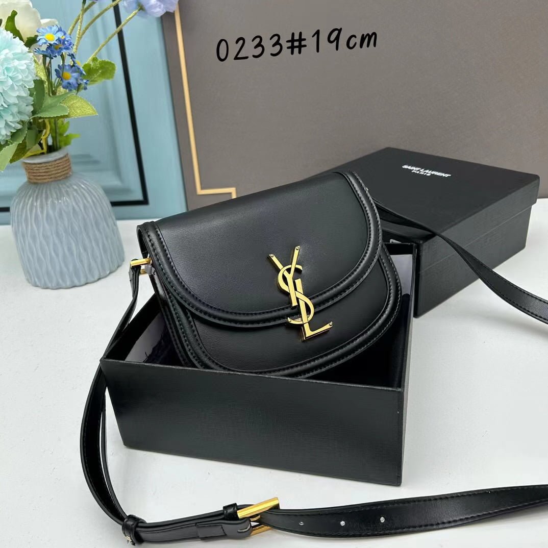 a1678168321822_5215.jpg YSL saddle cowhide leather shoulder bag 0233 black size: 19*16*6cm - Image 1