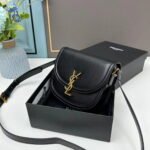 YSL saddle cowhide leather shoulder bag 0233 black size: 19*16*6cm - Image 2