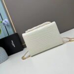 YSL Kat crocodile chain strap shoulder bag with gold hardware 7219 white size: 20*14*5cm/24*15*6cm - Image 4