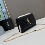 YSL Kat crocodile chain strap shoulder bag with gold hardware 7219 black size: 20*14*5cm/24*15*6cm - Image 3