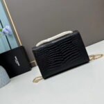 YSL Kat crocodile chain strap shoulder bag with gold hardware 7219 black size: 20*14*5cm/24*15*6cm - Image 4