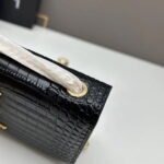 YSL Kat crocodile chain strap shoulder bag with gold hardware 7219 black size: 20*14*5cm/24*15*6cm - Image 7