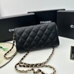 Chanel Rhombus caviar cowhide chain crossbody bag black 8001 size: 18*10.5*3.5 cm - Image 3