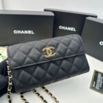 Chanel Rhombus caviar cowhide chain crossbody bag black 8001 size: 18*10.5*3.5 cm - Image 4