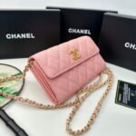 Chanel Rhombus caviar cowhide chain crossbody bag pink 8001 size: 18*10.5*3.5 cm - Image 2