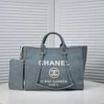Chanel new beach bag denim bag Blue with little wallet size: 48*38*30*14cm