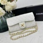 Chanel chain crossbody bag diamond and litchi cowhide White 50098 size: 19*10*3.5㎝