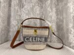 CELINE Fabric cow leather mini bucket bag Size:16*18*16cm
