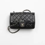 CHANEL / MINI FLAP BAG Lambskin, Patent Calfskin & Gold-Tone Metal Black