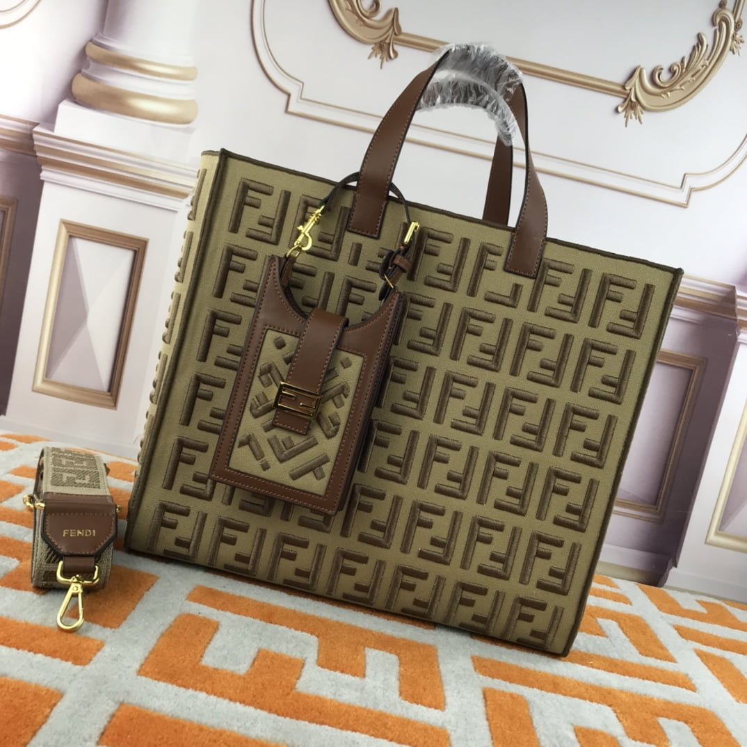 FENDI peekaboo Canvas Tote with mobile phone bag 2118 Size: 37*32 cm