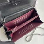 Chanel chain crossbody bag Cowhide with diamond lattice caviar Sliver hardware Black  A50076 size: 18*10.5*3.5cm - Image 2