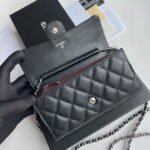 Chanel chain crossbody bag Cowhide with diamond lattice caviar Sliver hardware Black  A50076 size: 18*10.5*3.5cm - Image 3
