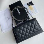 Chanel chain crossbody bag Cowhide with diamond lattice caviar Sliver hardware Black  A50076 size: 18*10.5*3.5cm - Image 5