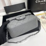 Chanel cf Square Fat 1115 sheepskin leather grey size: 18*14*7cm - Image 8