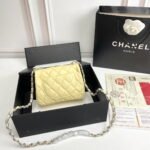 Chanel cf Square Fat 1115 sheepskin leather yellow size: 18*14*7cm - Image 4