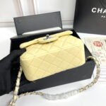 Chanel cf Square Fat 1115 sheepskin leather yellow size: 18*14*7cm - Image 6