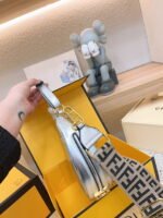 FENDI Patent leather half moon bag Sliver and gold with chain strap Size: 34*16cm - Image 3