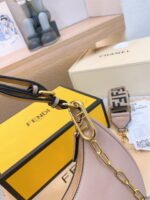 FENDI Patent leather half moon bag Light Pink with chain strap Size: 34*16cm - Image 9