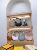 FENDI Patent leather half moon bag Light Pink with chain strap Size: 34*16cm - Image 2