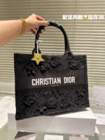 Dior 3D follower embossed jacquard book tote bag black size: 42cm /36cm /26cm - Image 7
