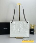 YSL NIKI Wrinkled retro oil wax skin Shoulder and backbody tote bag white 577999 size: 33*27*11.5 cm