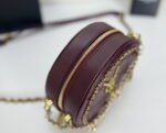 YSL round bun bag with chain strap Wine red size: 17cm - Image 5