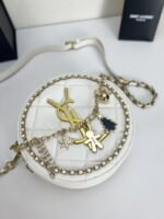 YSL round bun bag with chain strap white size: 17cm - Image 2