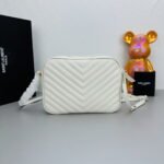 YSL MONOGRAM SAINT LAURENT LOU quilted leather camera bag white with gold hardware 520534 size: 23*16*6CM - Image 4