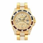 Rolex GMT Master II 116758 SARU Yellow Gold Diamonds Dial Iced Out