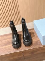 Prada Platform Boots Full Leather Lining TPU Outsole Imported Box-Calf Leather - Image 2