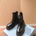 Prada Platform Boots Full Leather Lining TPU Outsole Imported Box-Calf Leather