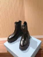 Prada Platform Boots Full Leather Lining TPU Outsole Imported Box-Calf Leather