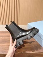 Prada Platform Boots Full Leather Lining TPU Outsole Imported Box-Calf Leather - Image 5